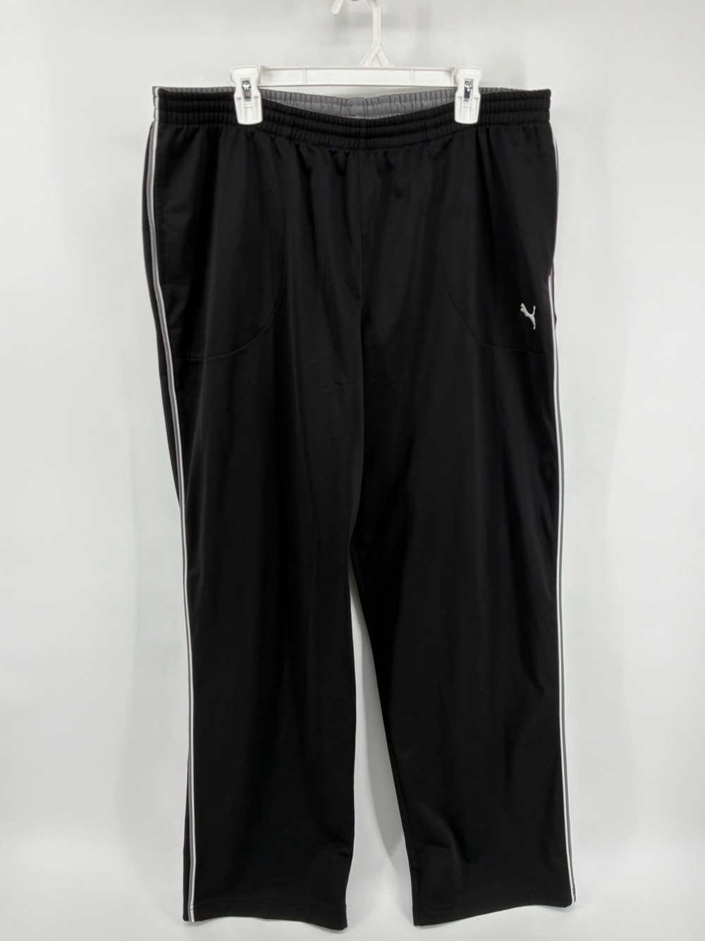Puma Black Athletic Track Pants with Side Stripe